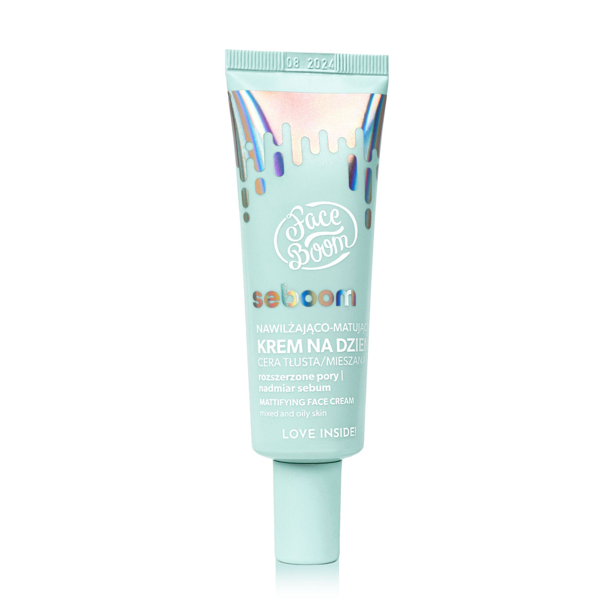 Денний зволожувальний крем для обличчя Face Boom Seboom Face Cream для комбінованої та жирної шкіри, із цинком та зеленим чаєм, 50 мл